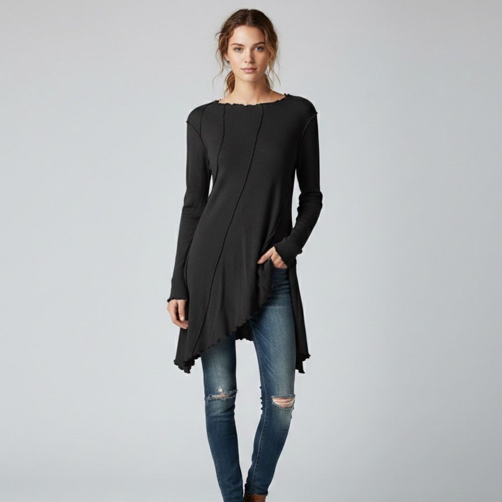 Free People Charcoal Asymmetrical Tunic